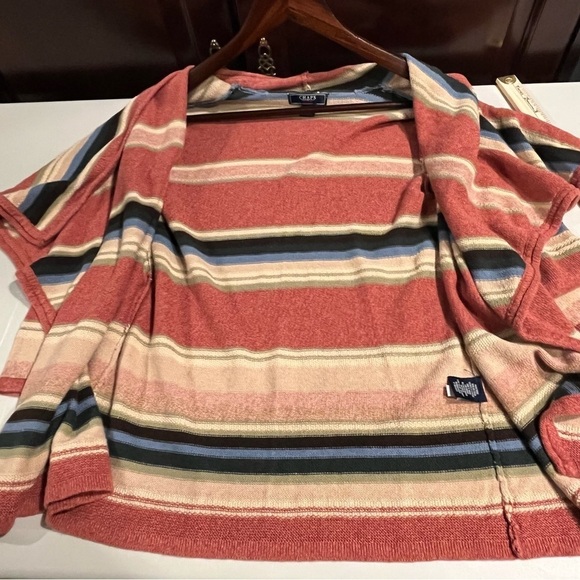 CHAPS Denim Womens Size S Linen Blend Cardigan Southwestern Striped Knit Sweater - Picture 11 of 16